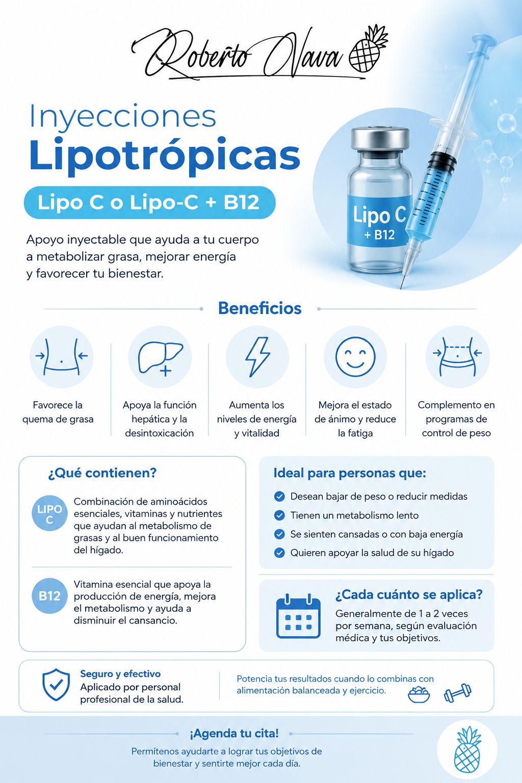 lipo c b12 para que sirve 💉 INYECCIONES LIPOTRÓPICAS o Lipo-C + ✨ ¿Qué son? Apoyo inyectable puede complementar un programa de control de peso, junto con alimentación equilibrada y actividad física. 🧪 ¿Qué 10BAYER