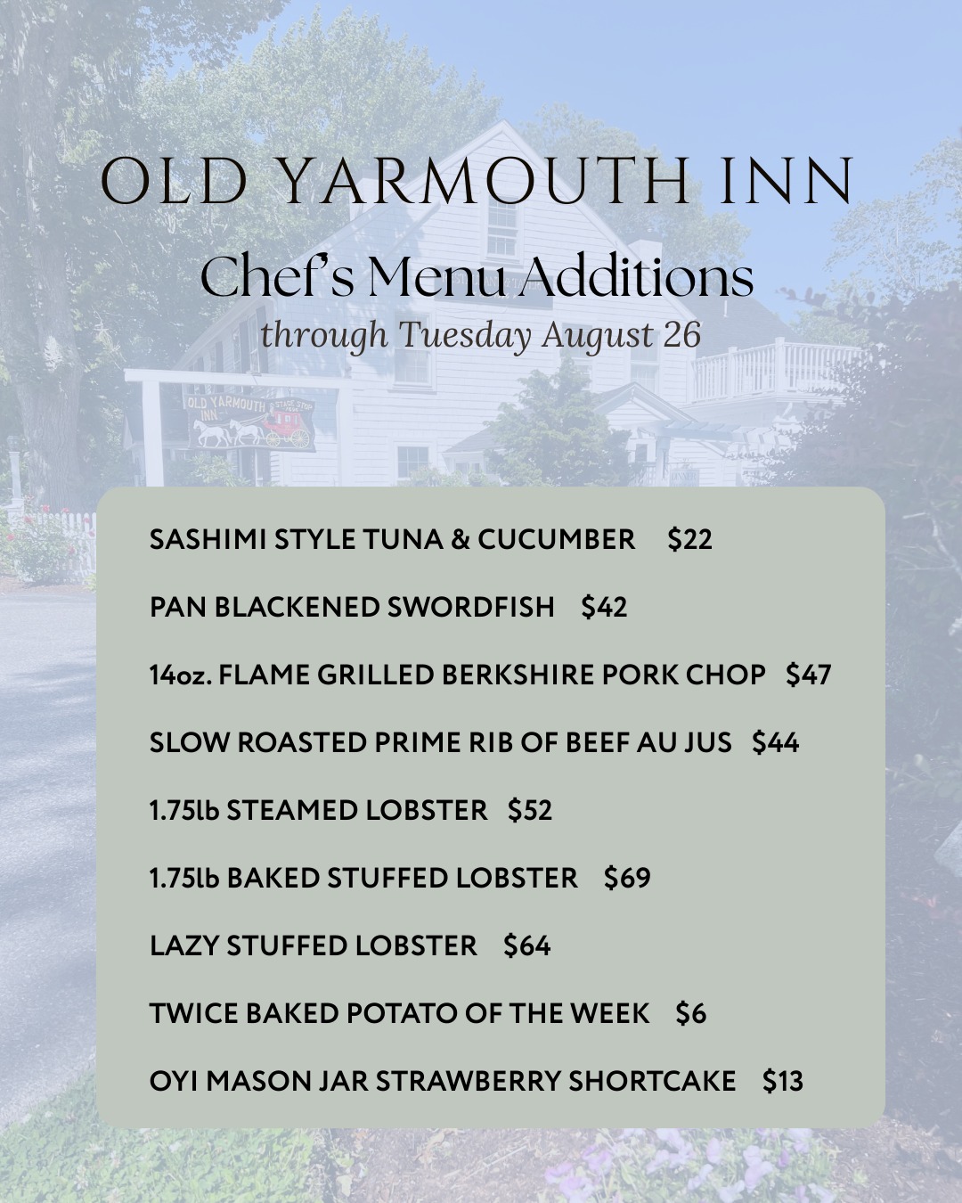 🔥 Fresh flavors await at the Old... - Old Yarmouth Inn | Facebook