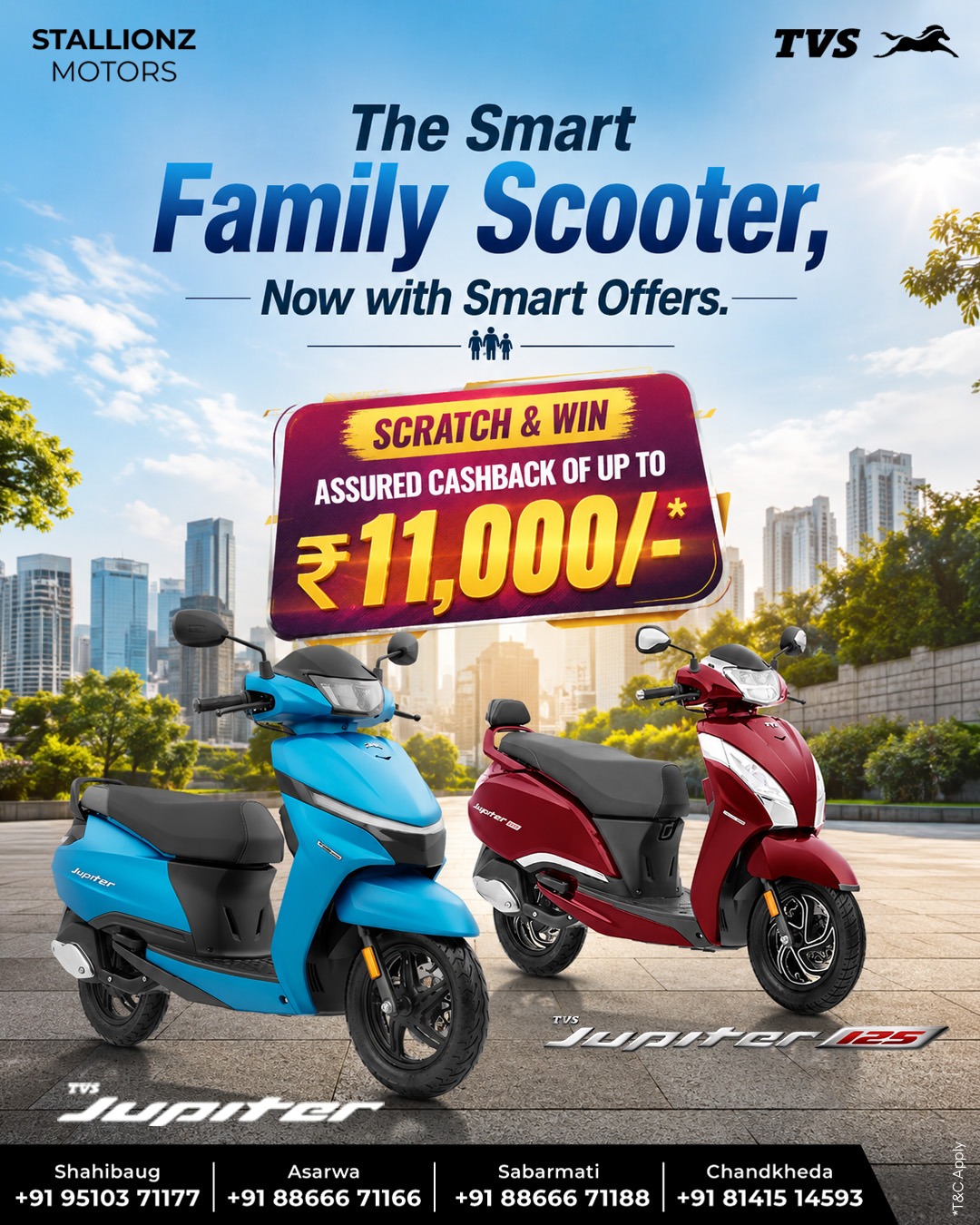 Bring home the smart choice for your family with the TVS Jupiter