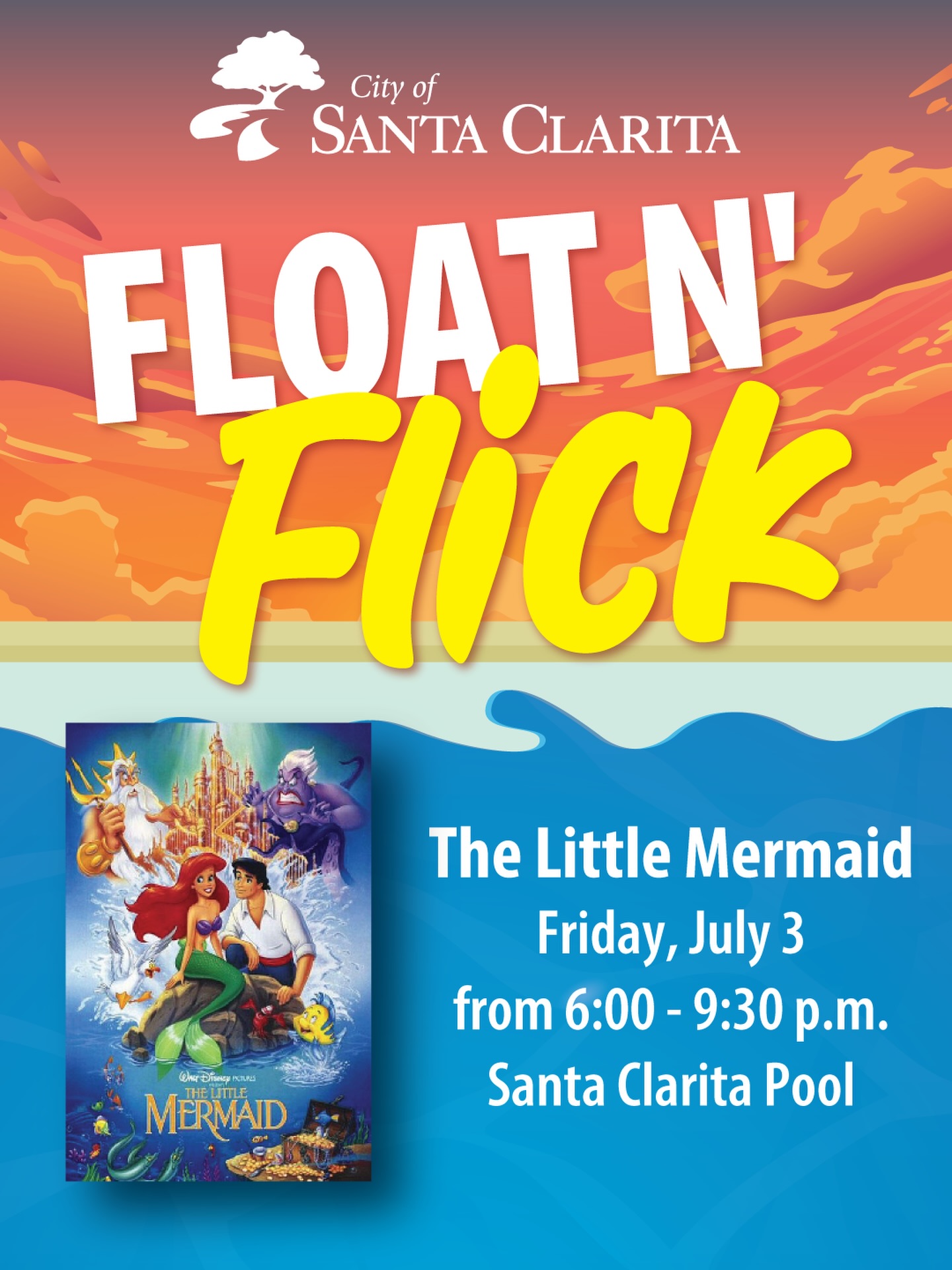 💦✨ Float, splash and enjoy a movie under the stars this summer! 🌟🍿 Grab your swimsuit, favorite pool float and the whole family for two nights of Float N' Flicks fun! 🐠