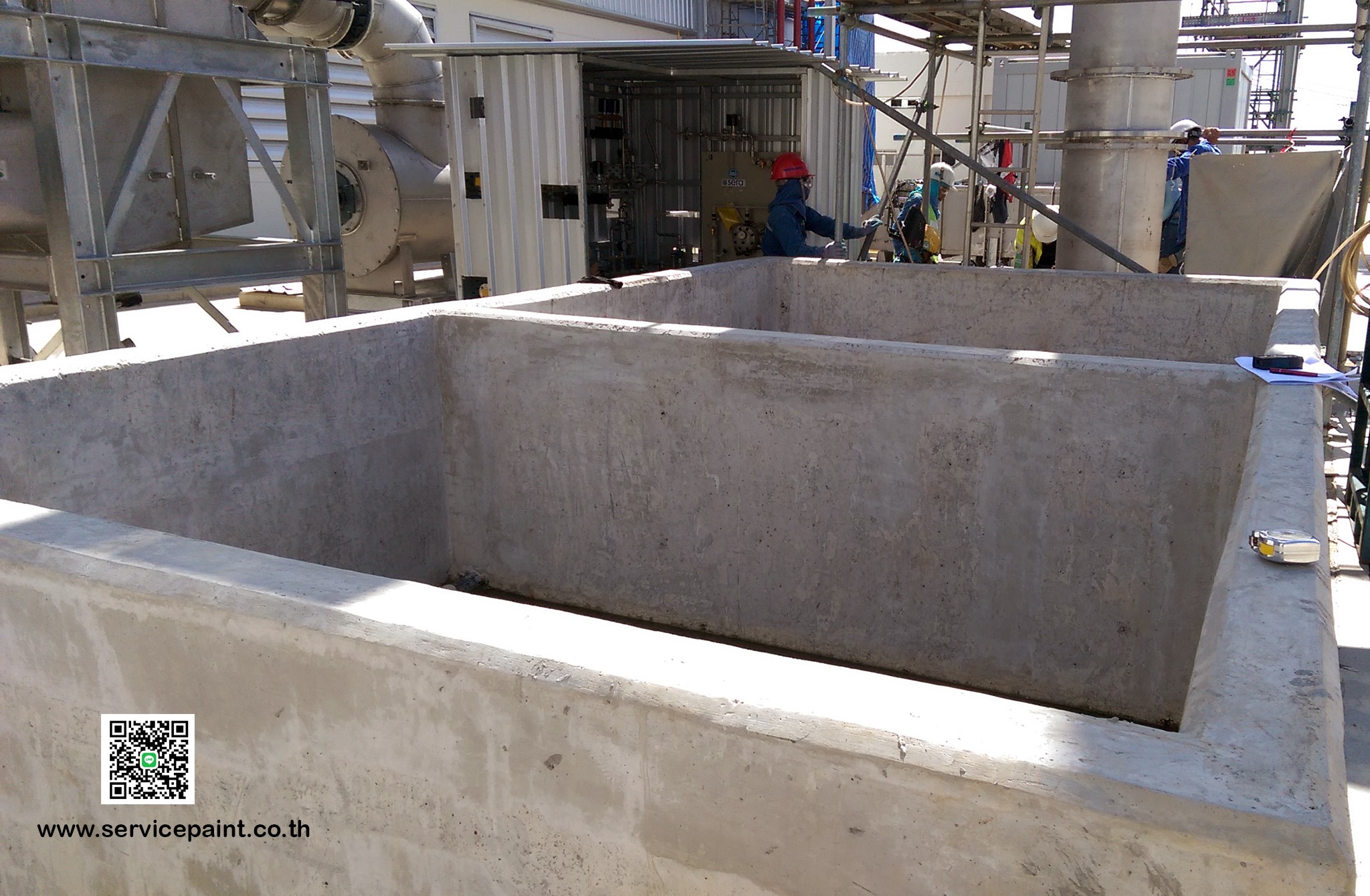 #งานเคลือบไฟเบอร์กลาสภายในบ่อคอนกรีต หรือ FRP.Lining Inside Tank ...