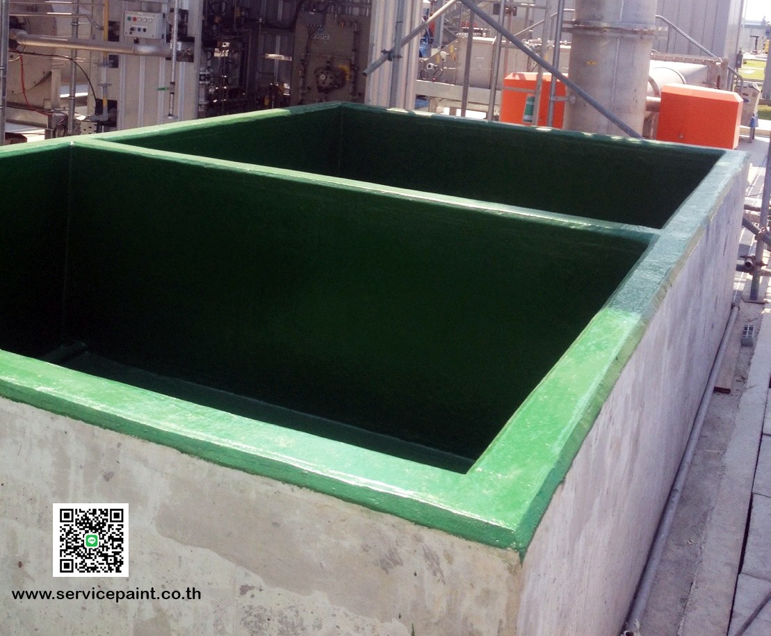 #งานเคลือบไฟเบอร์กลาสภายในบ่อคอนกรีต หรือ FRP.Lining Inside Tank ...