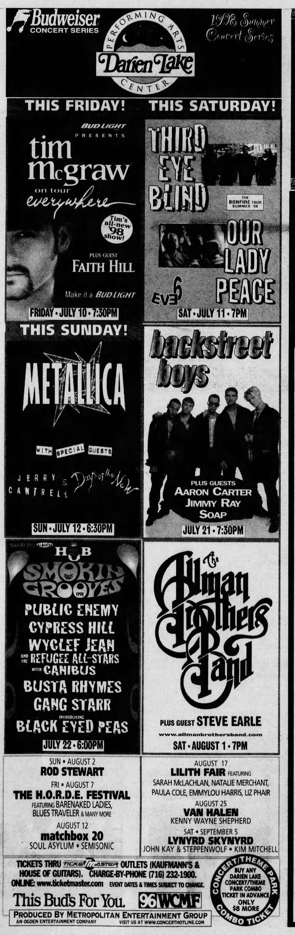 On this date in 1998: Metallica took the stage at Darien Lake