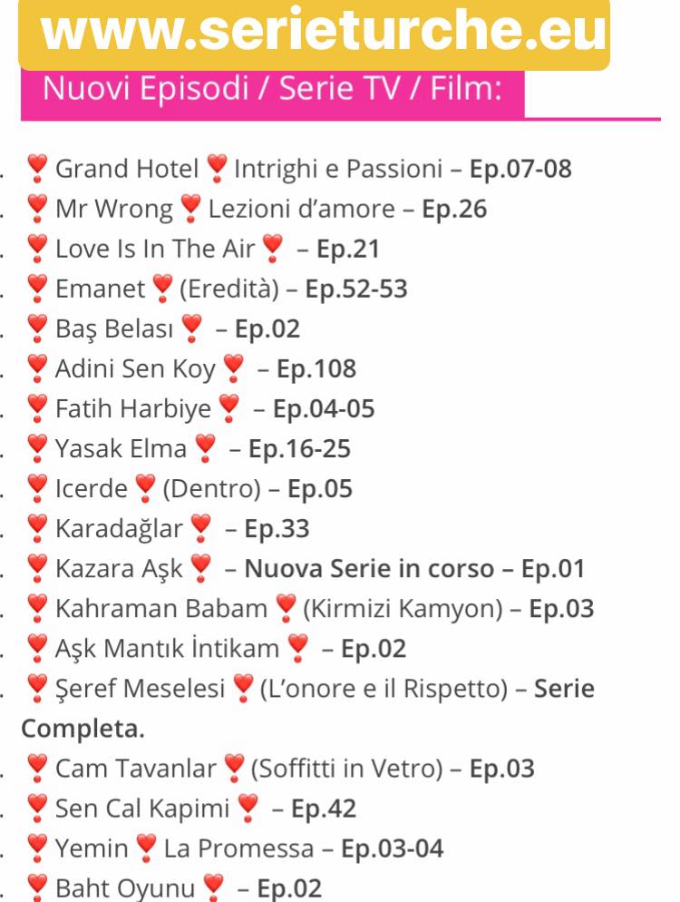 ⚠️🗣NUOVI EPISODI E SERIE AGGIUNTE... - Serie Turche Italia