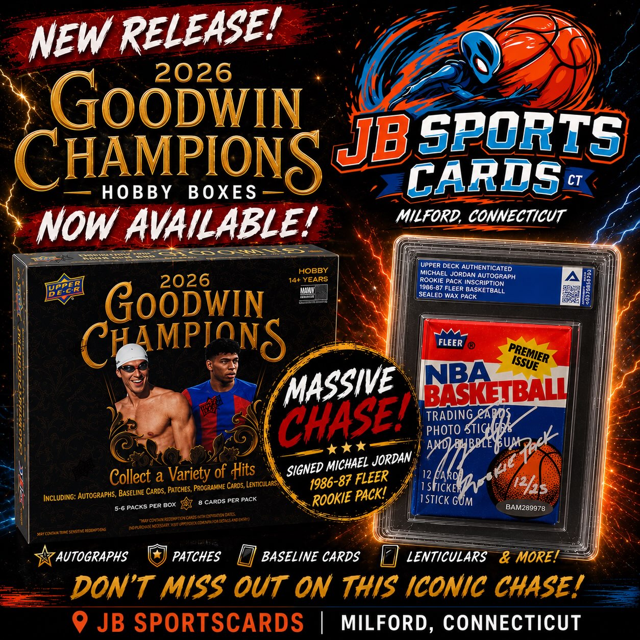 ジョーニー ボーグル トレーディングカードセット Find signed Michael Jordan rookie packs in 2026 Goodwin Champions