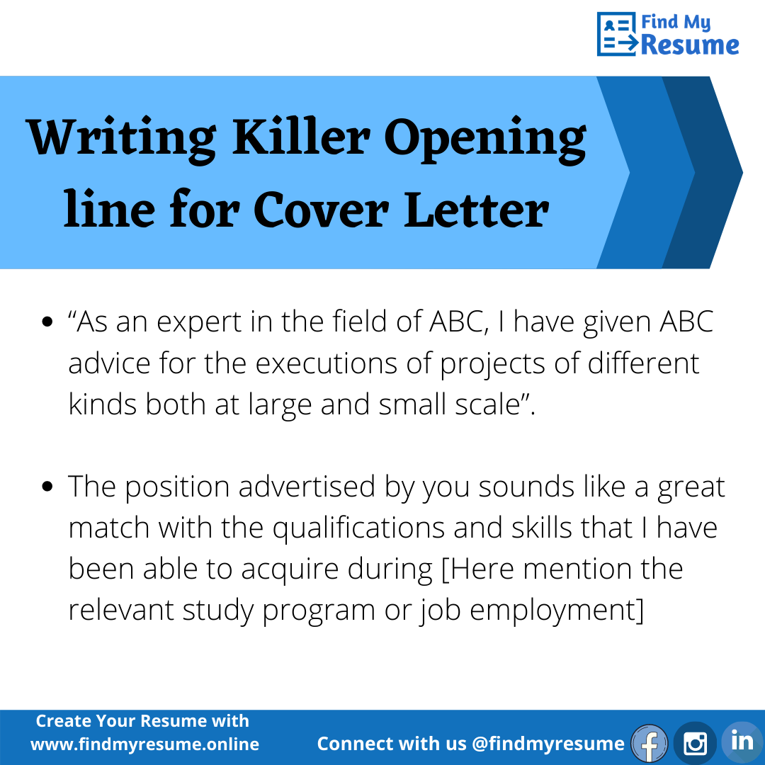 Find My Resume - Sample Opening line for resume cover... | Facebook