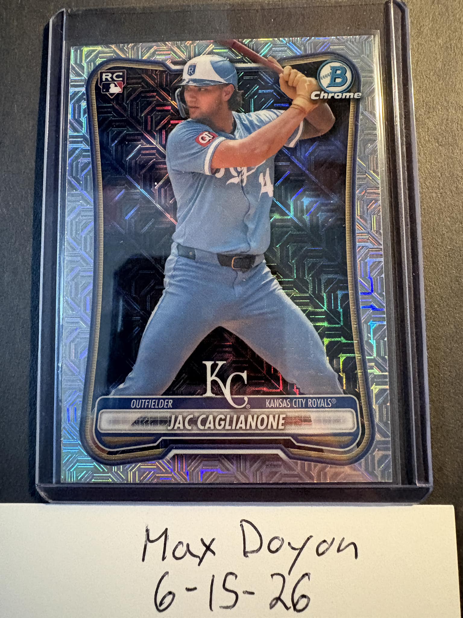 2026 Bowman Jac Caglianone Chrome Refractor RC baseball card auction