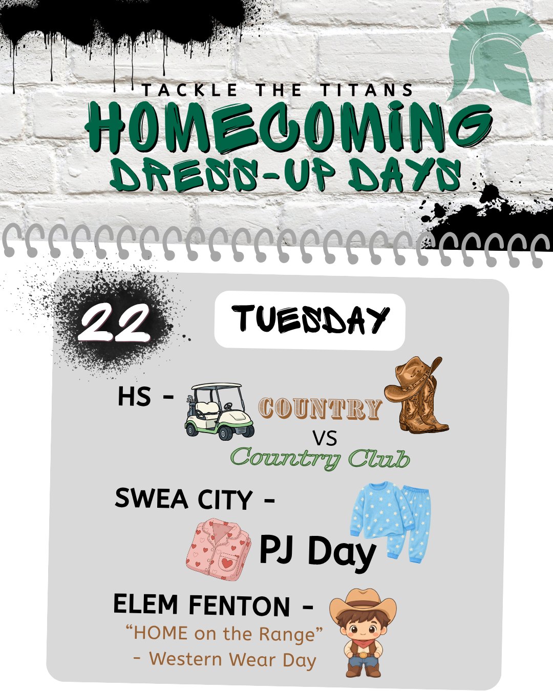 Homecoming dress up days for Tuesday