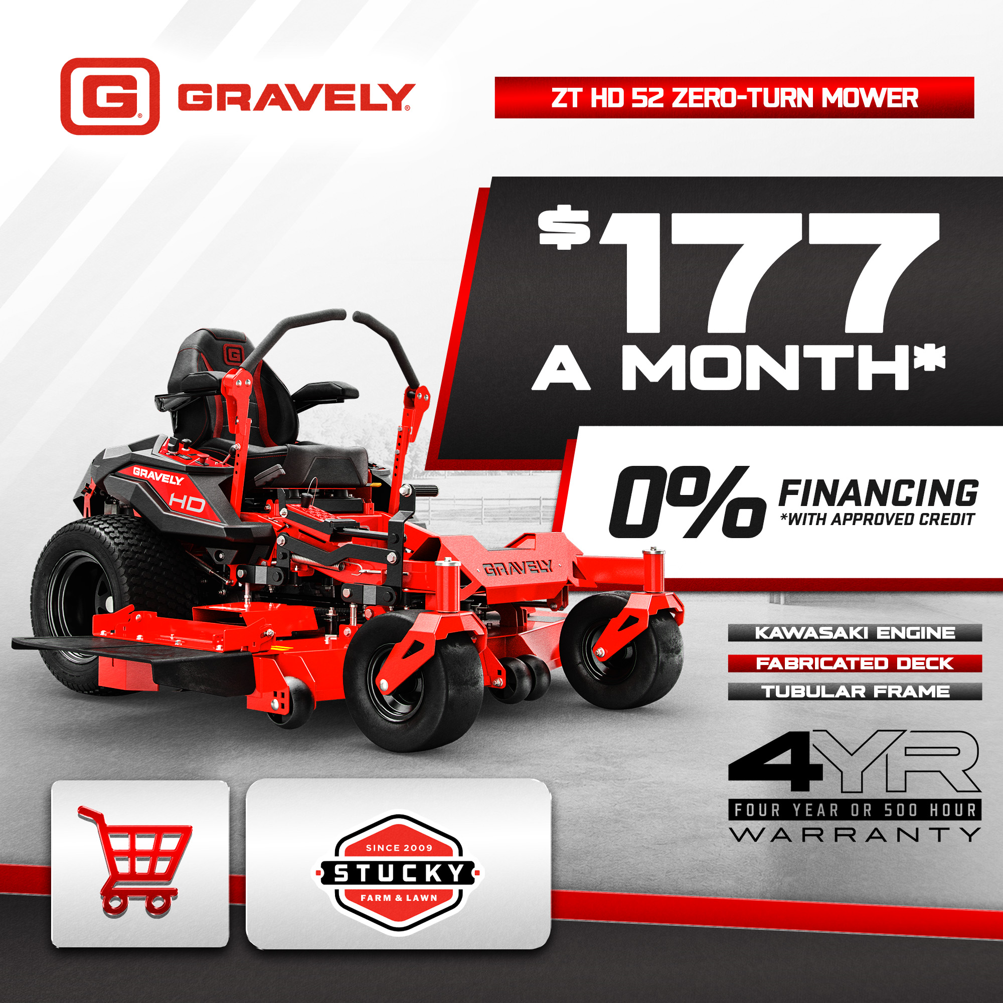 Gravely zero-turn mower sale with 0% interest and zero down payment