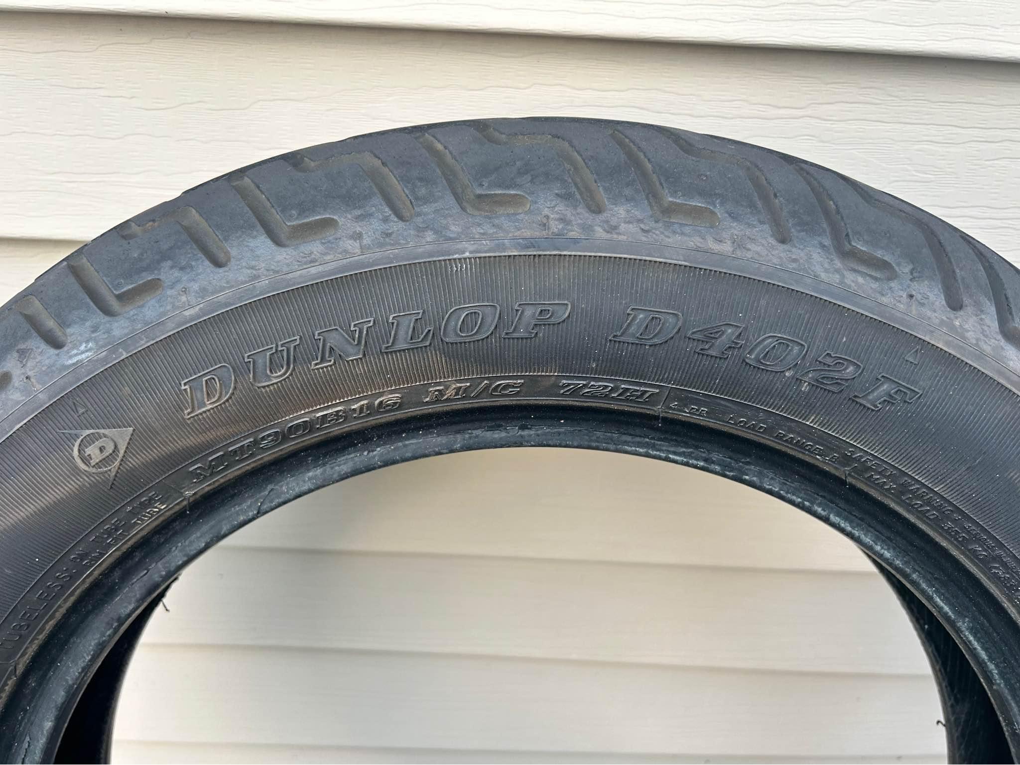 OEM Harley Davidson tires off of a Heritage Softail as pictured under
