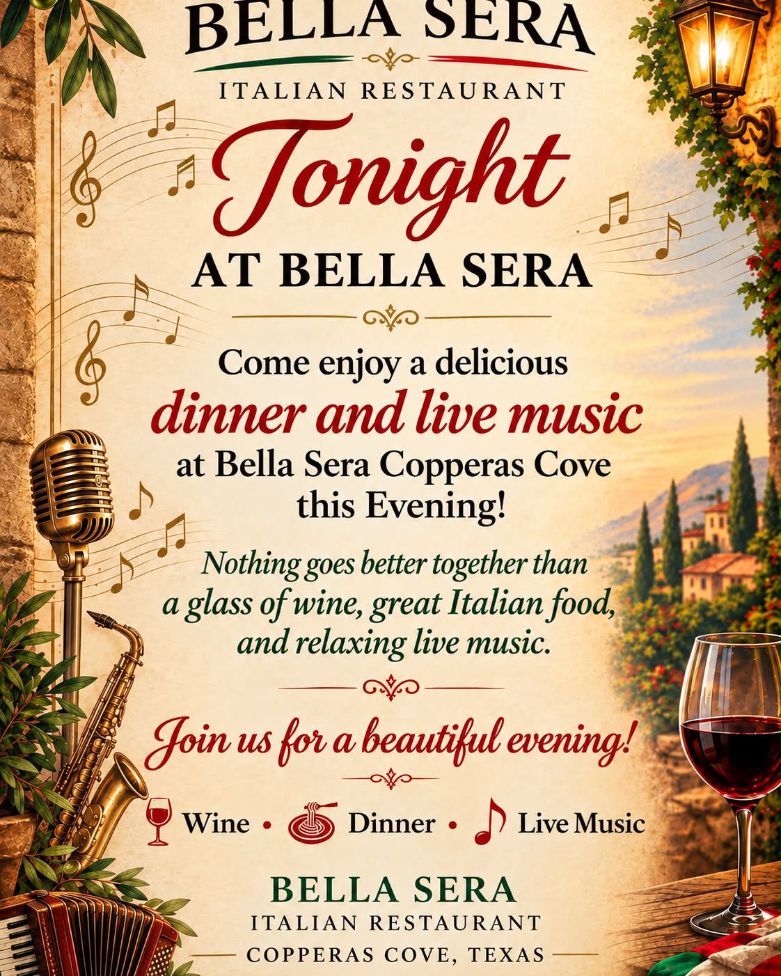 Bella Sera Italian Restaurant | Copperas Cove TX
