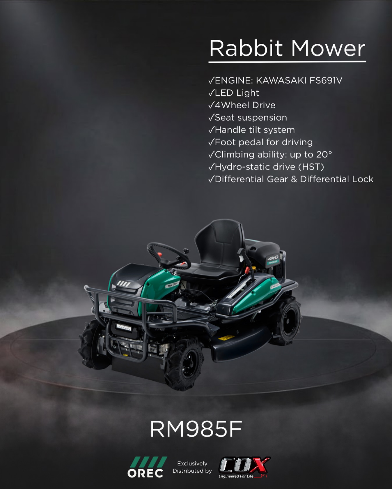 Cox - Introducing the OREC RM985F Rabbit Mower. Built to dominate tough ...