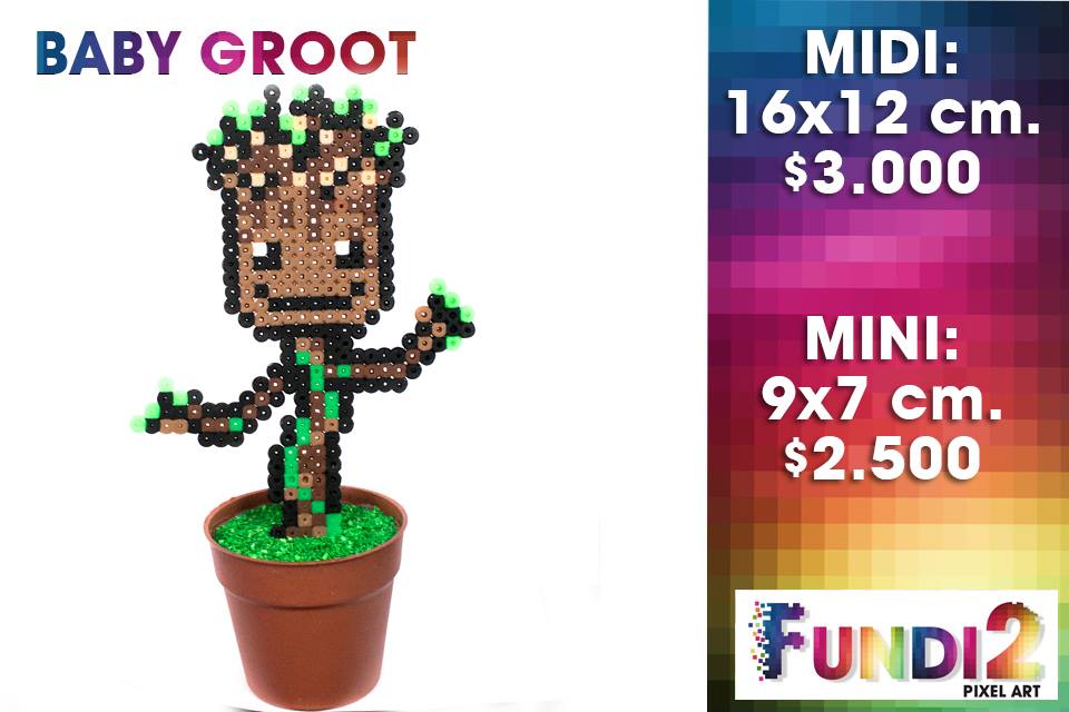 Fundi2 Pixel Art Baby Groot Midi 16x12 Cm 3 000 Mini 9x7 Cm 2 500 Incluye Macetero Facebook
