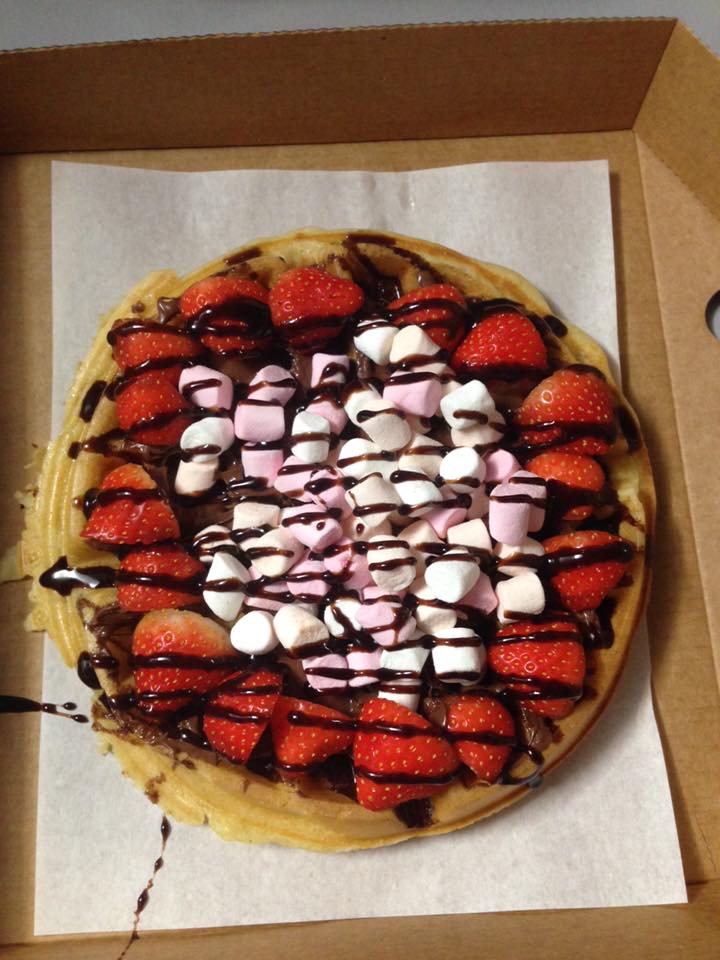 Chocstop - Belgian waffle with fresh strawberries, mini marshmallows ...