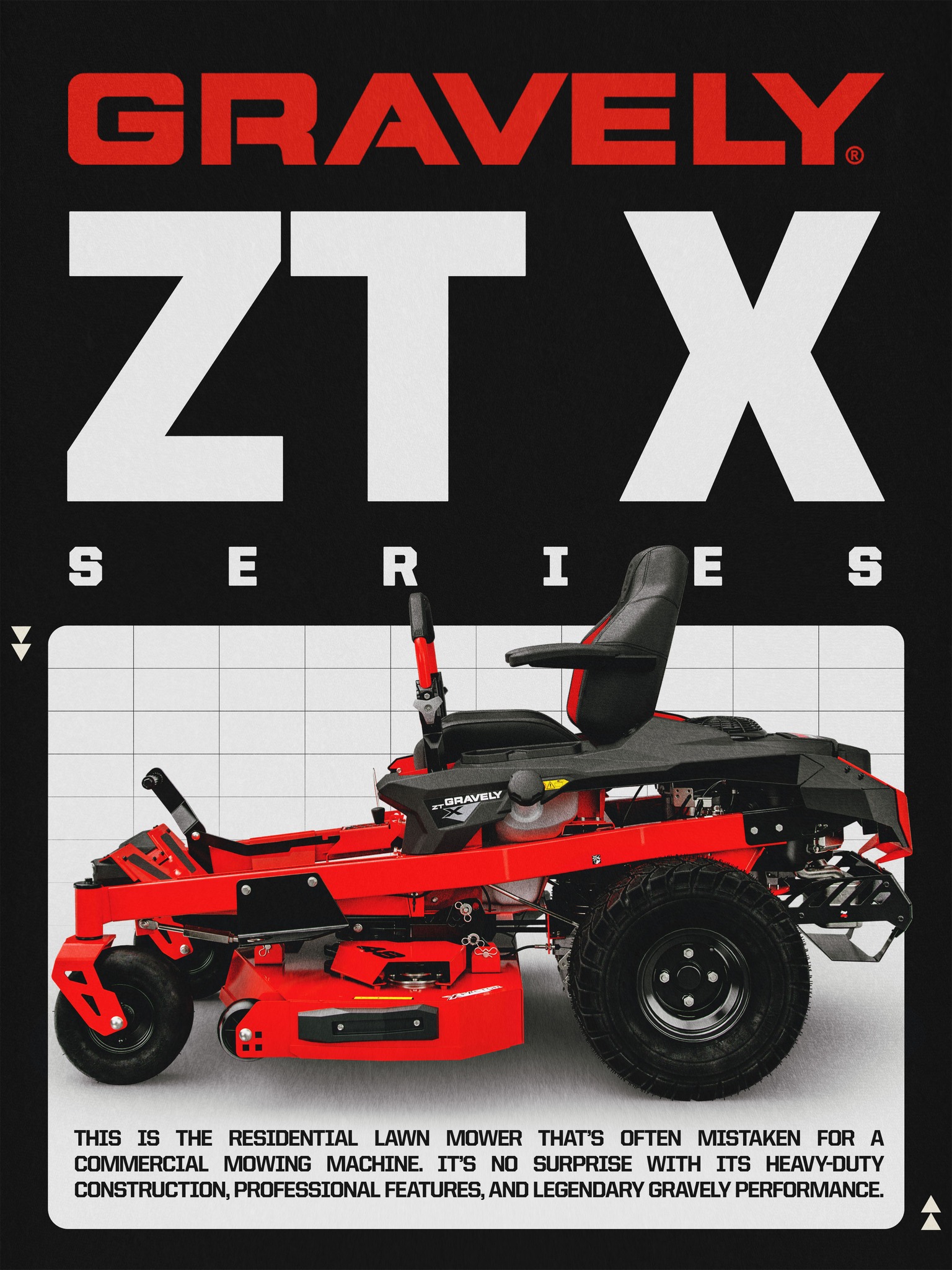Gravely ZTX residential zero-turn mower with heavy-duty construction