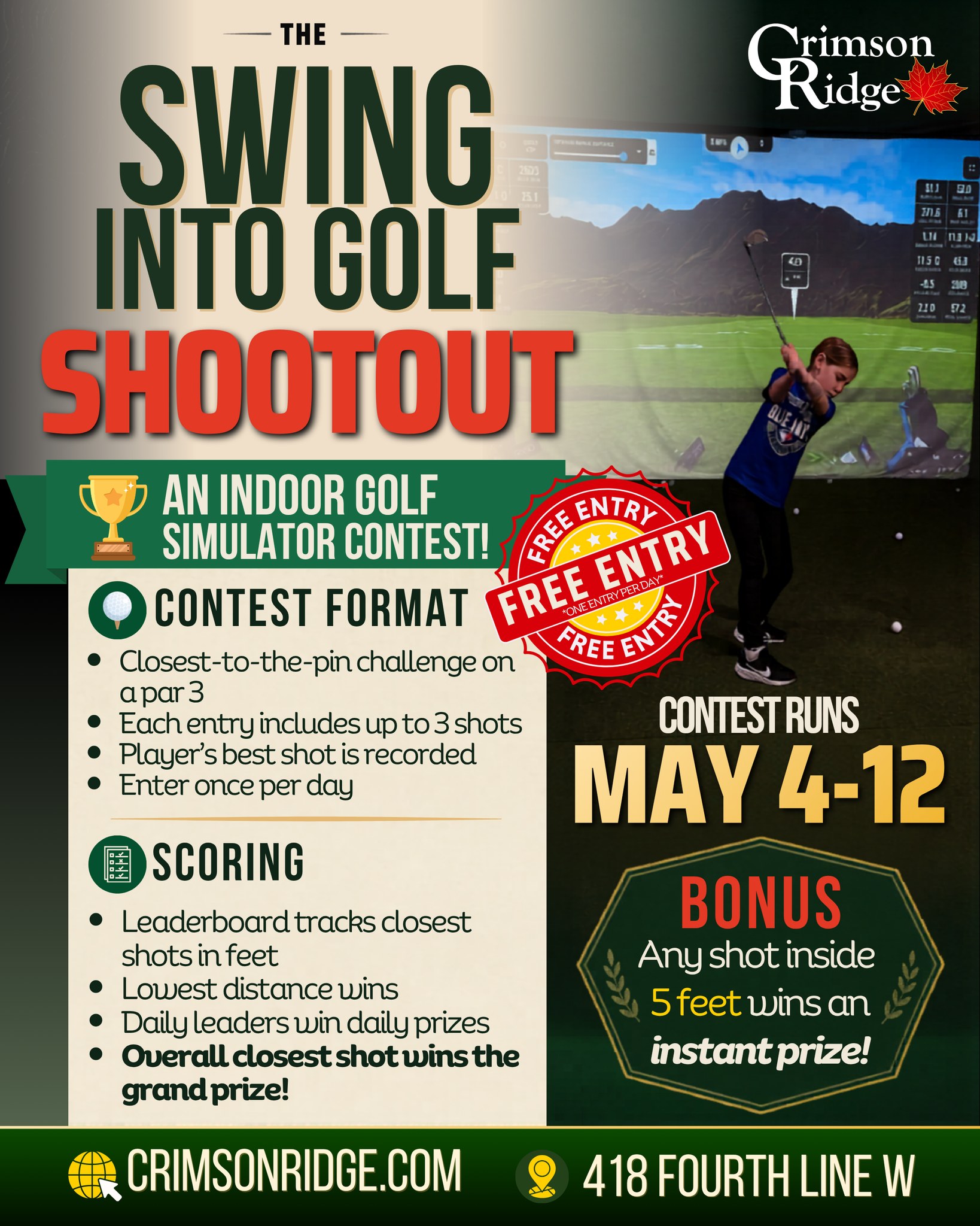 Starting tomorrow May 4-12! The Swing Into Golf Shootout is on at