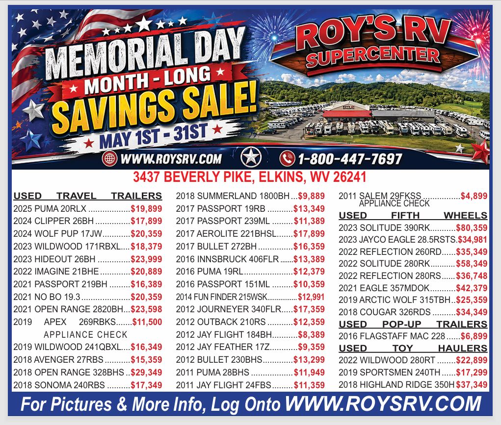 Roy's RV Supercenter Memorial Day sale