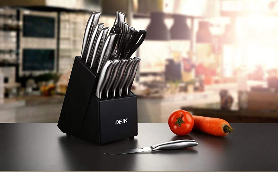 Deik knife set helps you accomplish a variety of cutting tasks with ease! With the design of the high carbon stain-free stainless steel, this knife set is high durability, long-lasting and corrosion-resistant. #
