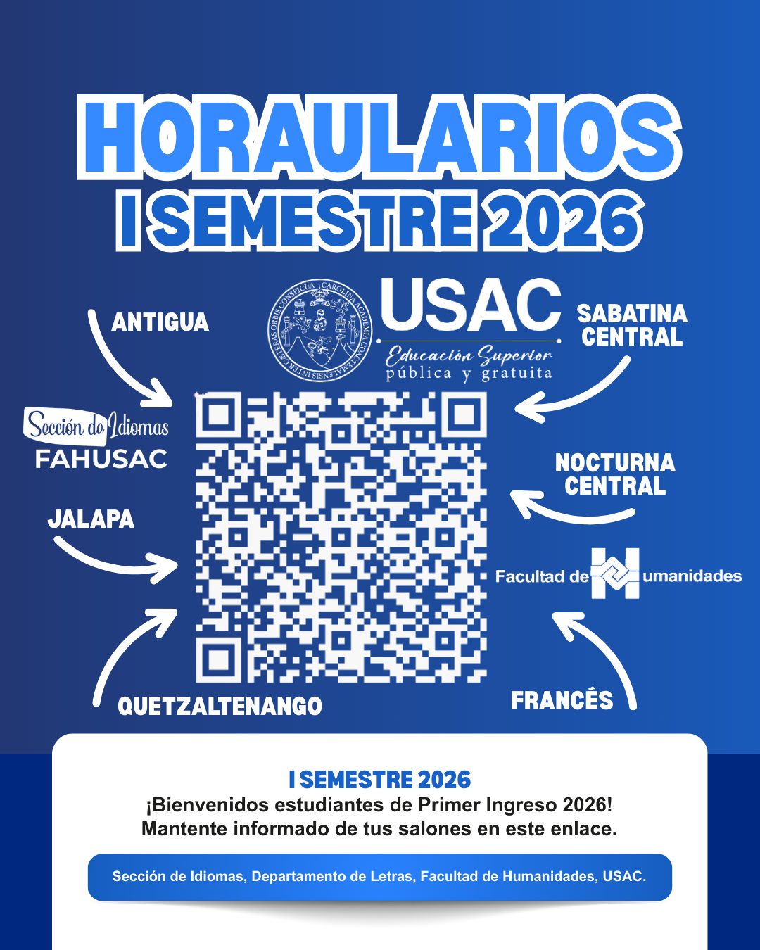 📌 Horaularios – Primer Semestre... - Sección de Idiomas, USAC | Facebook
