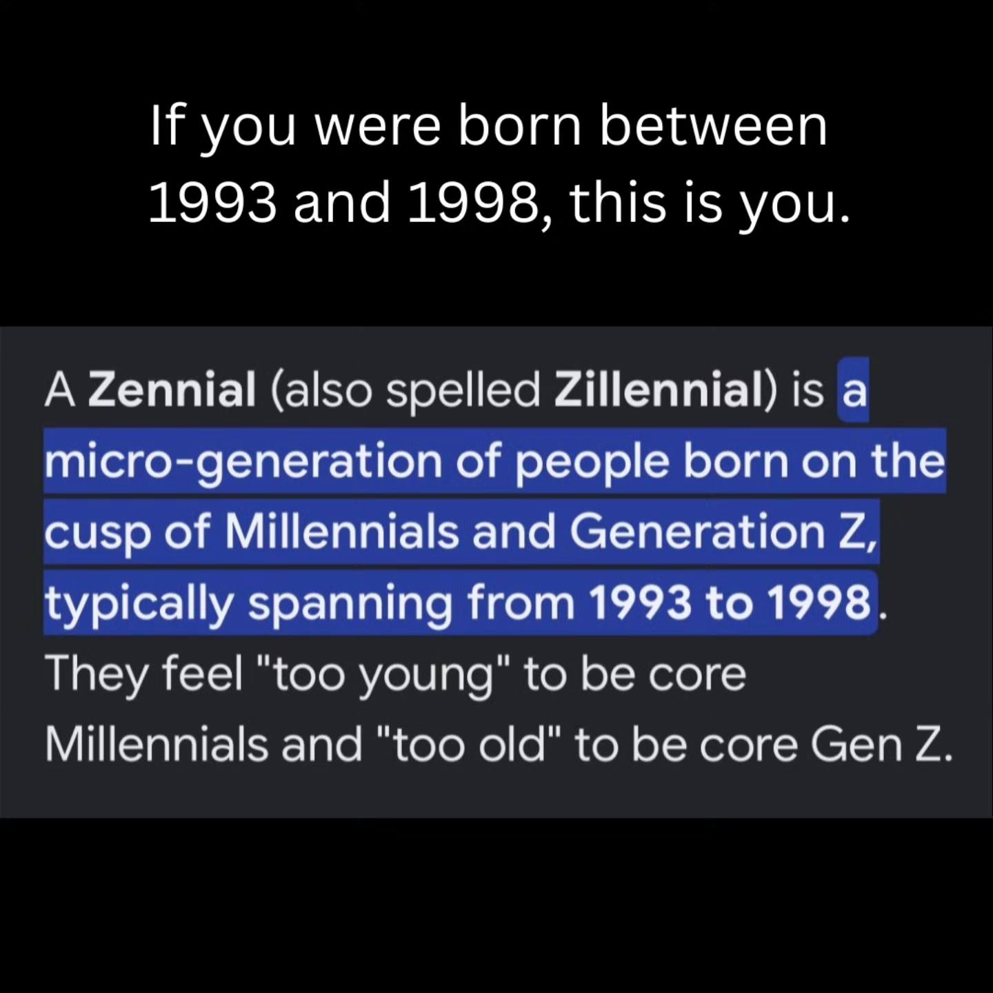 What are the quintessential birth years for Zillennials?