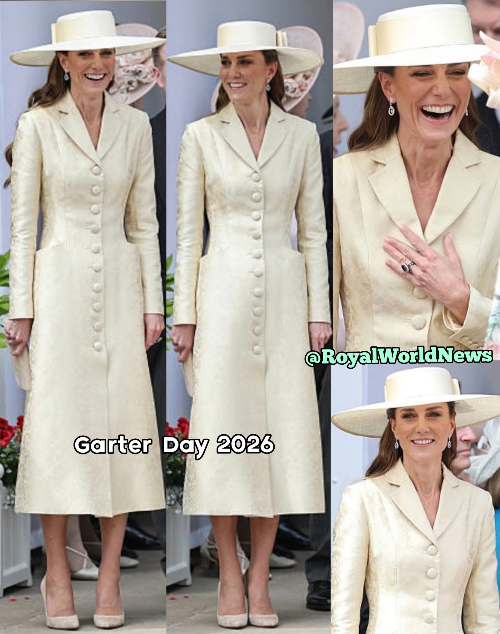 princess kate re-wears cream self-portrait dress for garter day Middleton wears white Self Portrait on TUES 8/16   Watermelon Floral Marcella Manhattan Sleeveless Midi Tamanhos:M