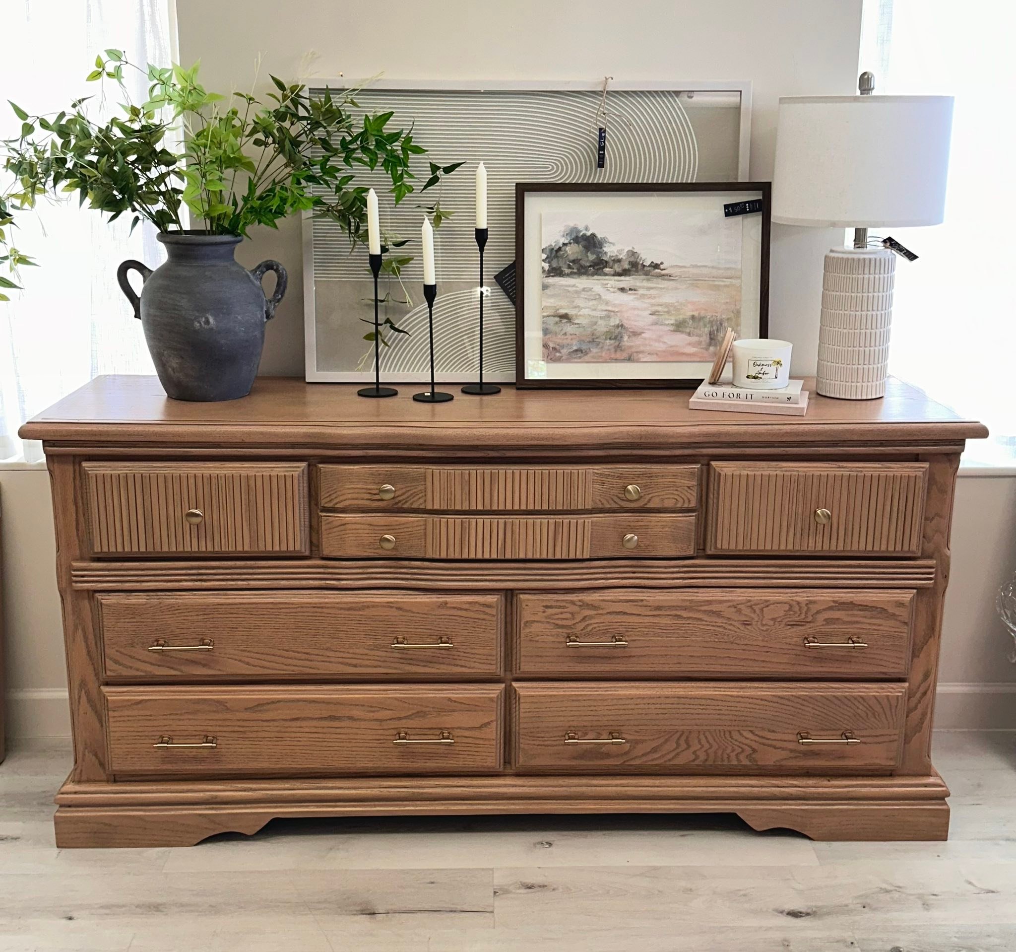 organic modernism dresser Miles - 6-Drawer - Natural just attach the base and its ready to use Organic modern dresser styling for