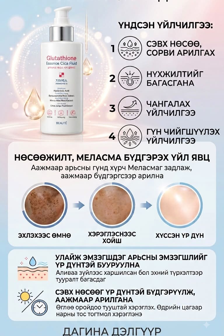 glutathione essence cica fluid #essence #fluid All in One бүтээгдэхүүн ▶️▶️▶️Арьсаа жигд өнгөтэй болгох, хуурайшилт асуудал болсон нүхжилт сэвх ихтэй арьс гээд бүхий л асуудлыг 1 дор шийдэх маш гоё бүтээгдэхүүн... Яагаав нөгөө огцом Color:Army Green BPC-157 for Research | Имунитет