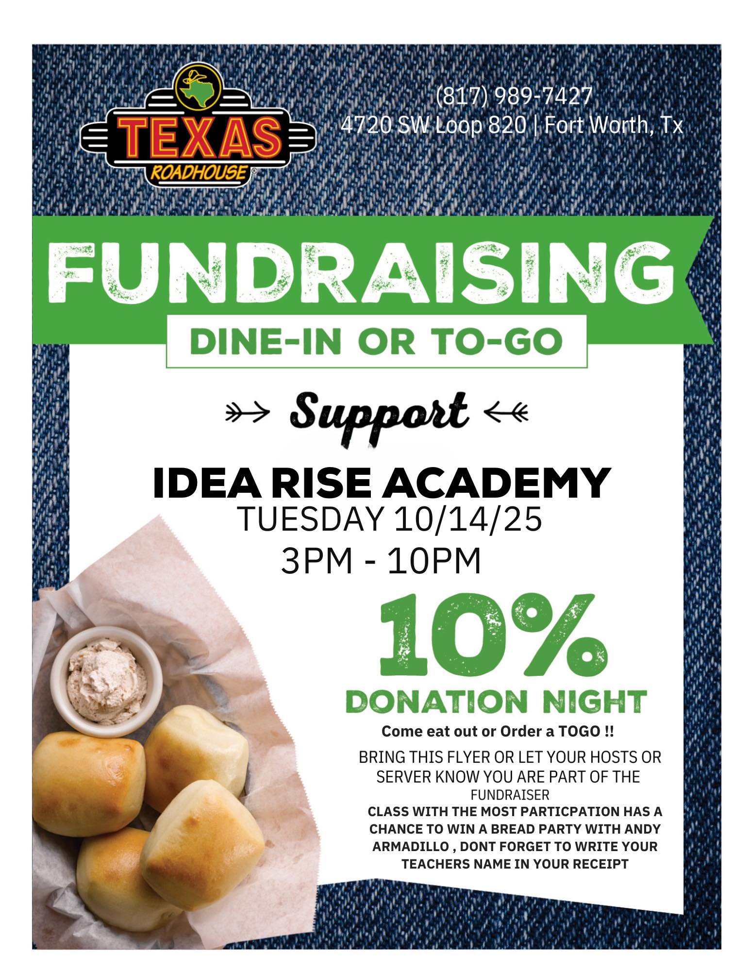 IDEA - 🎉 Join IDEA Rise Academy for Dine & Donate at Texas Roadhouse! 🥩 ...