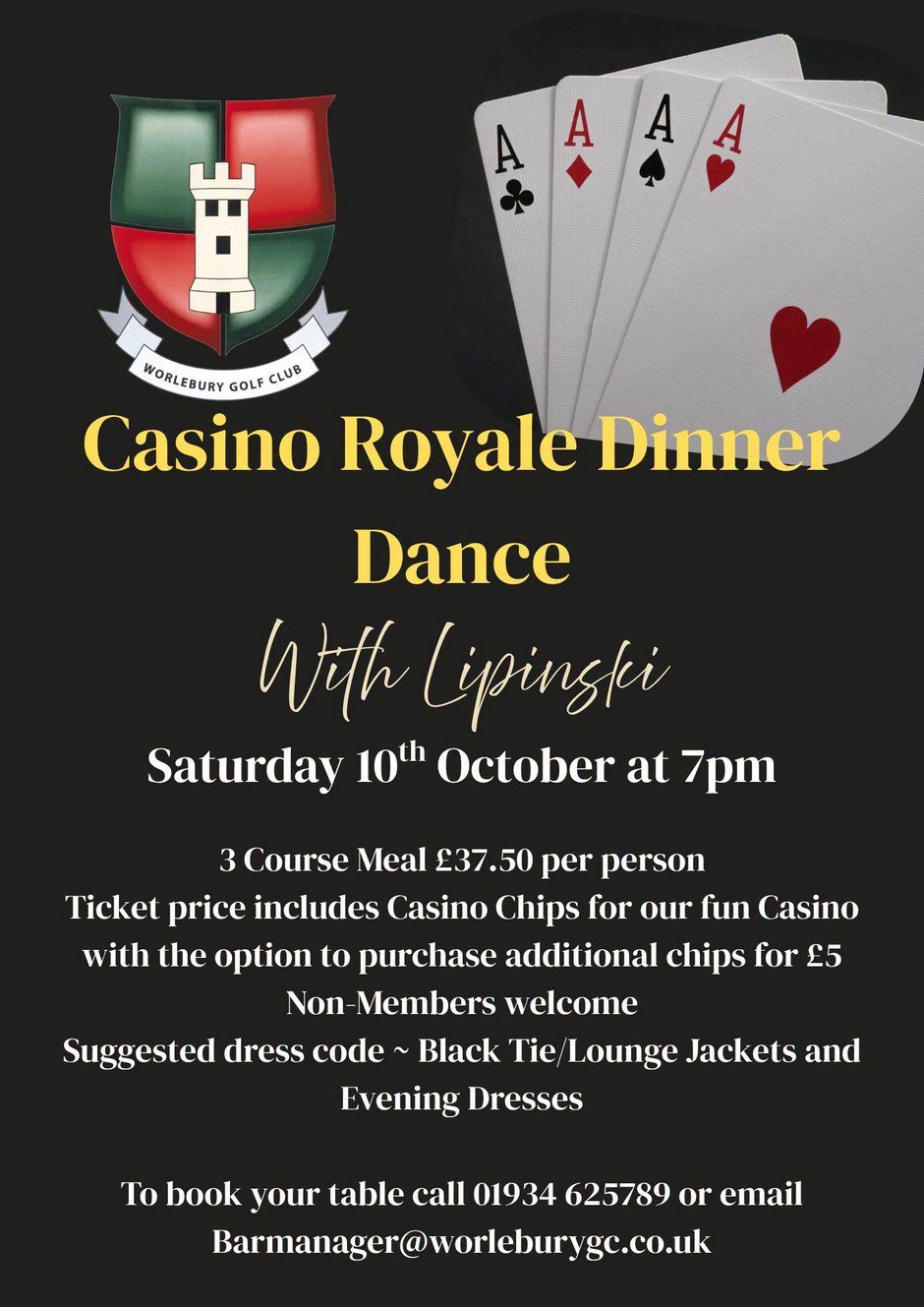 deltin royale dress code for ladies Worlebury Golf Club's Casino dinner dance night on October 10th NEW  (JUST arrived)