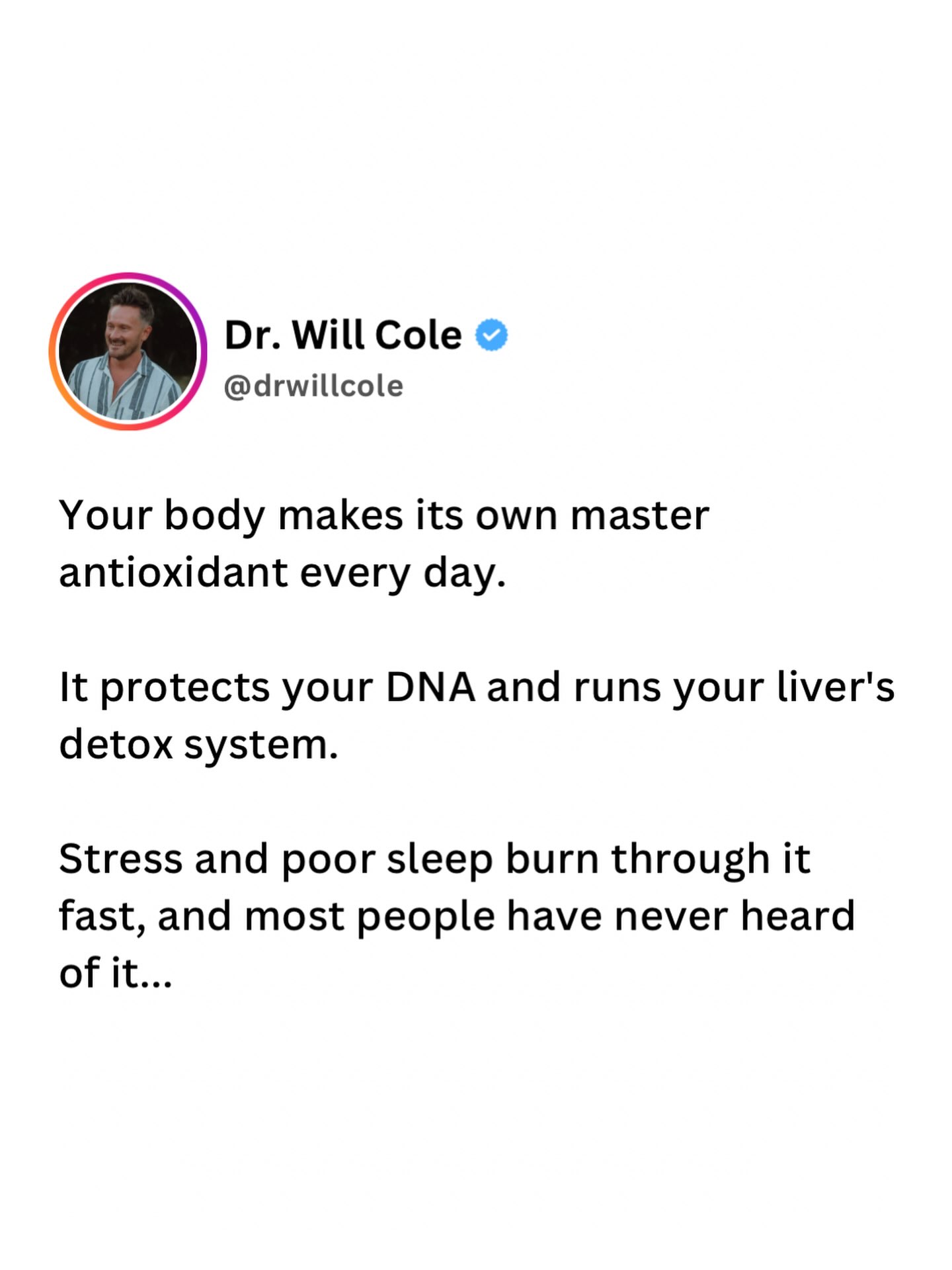 There's an antioxidant your body makes on its own every single day, and it's doing more heavy lifting than almost anything else in your system. It's called glutathione, and researchers call it