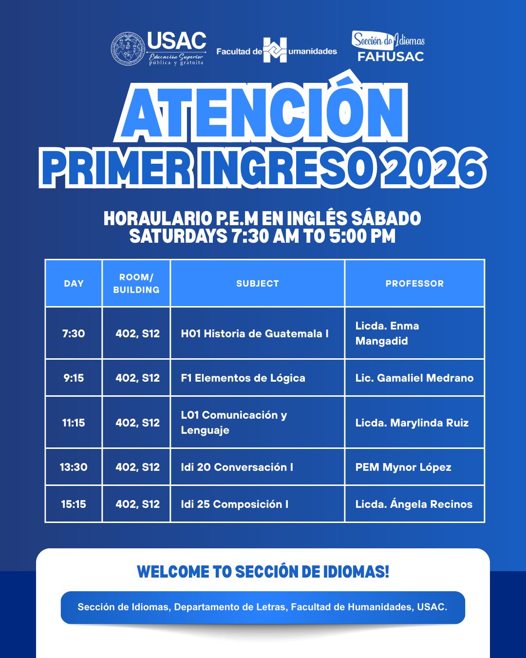 Sección de Idiomas, USAC added... - Sección de Idiomas, USAC