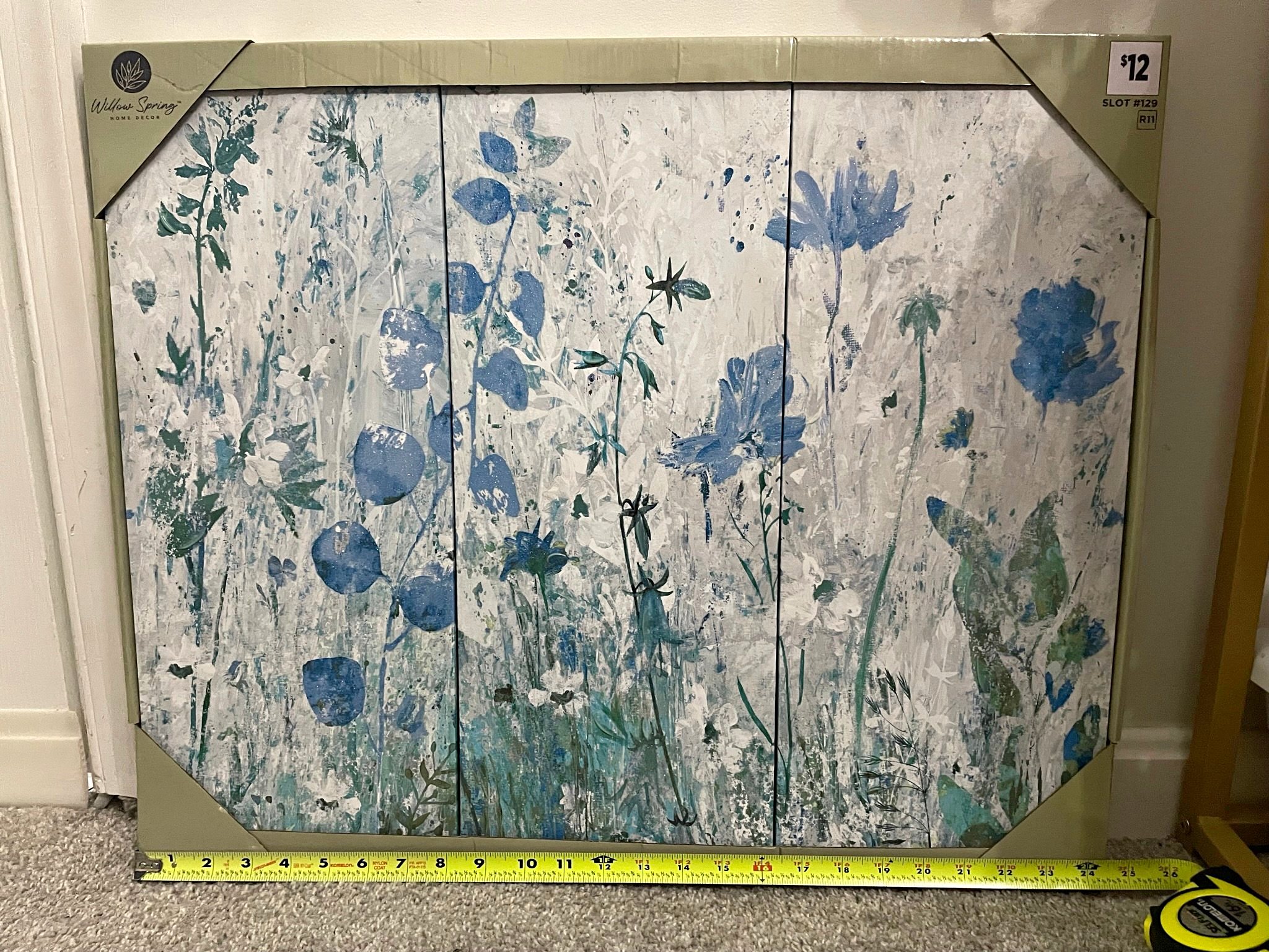 3 Panel Blue Floral Canvas Art - Posters, Prints & Paintings - Lakeside ...