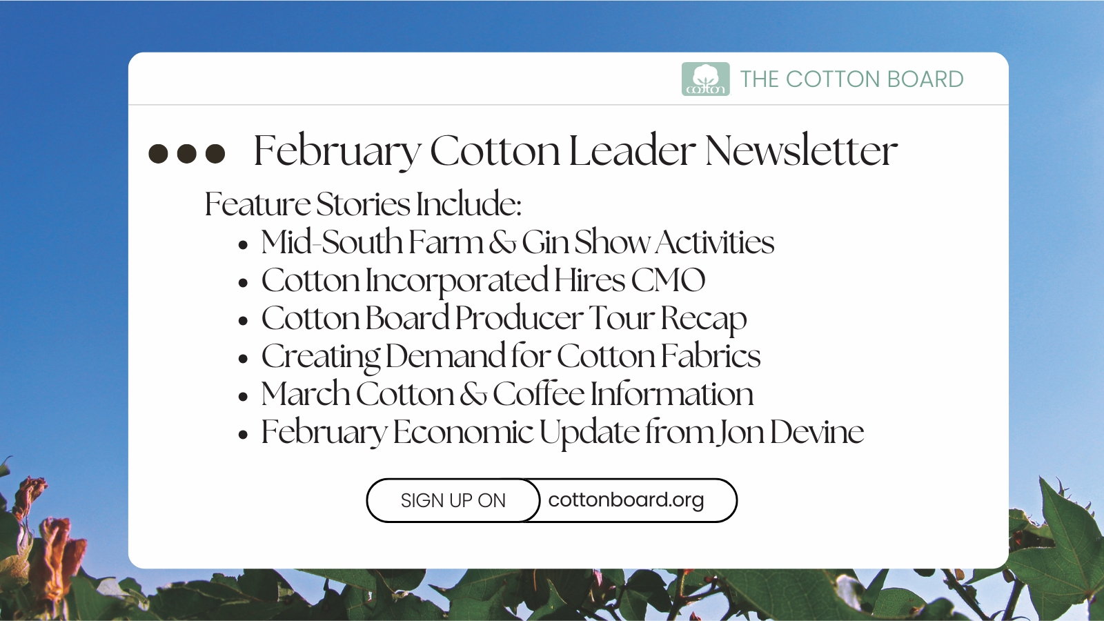 The February edition of Cotton Leader... - The Cotton Board | Facebook