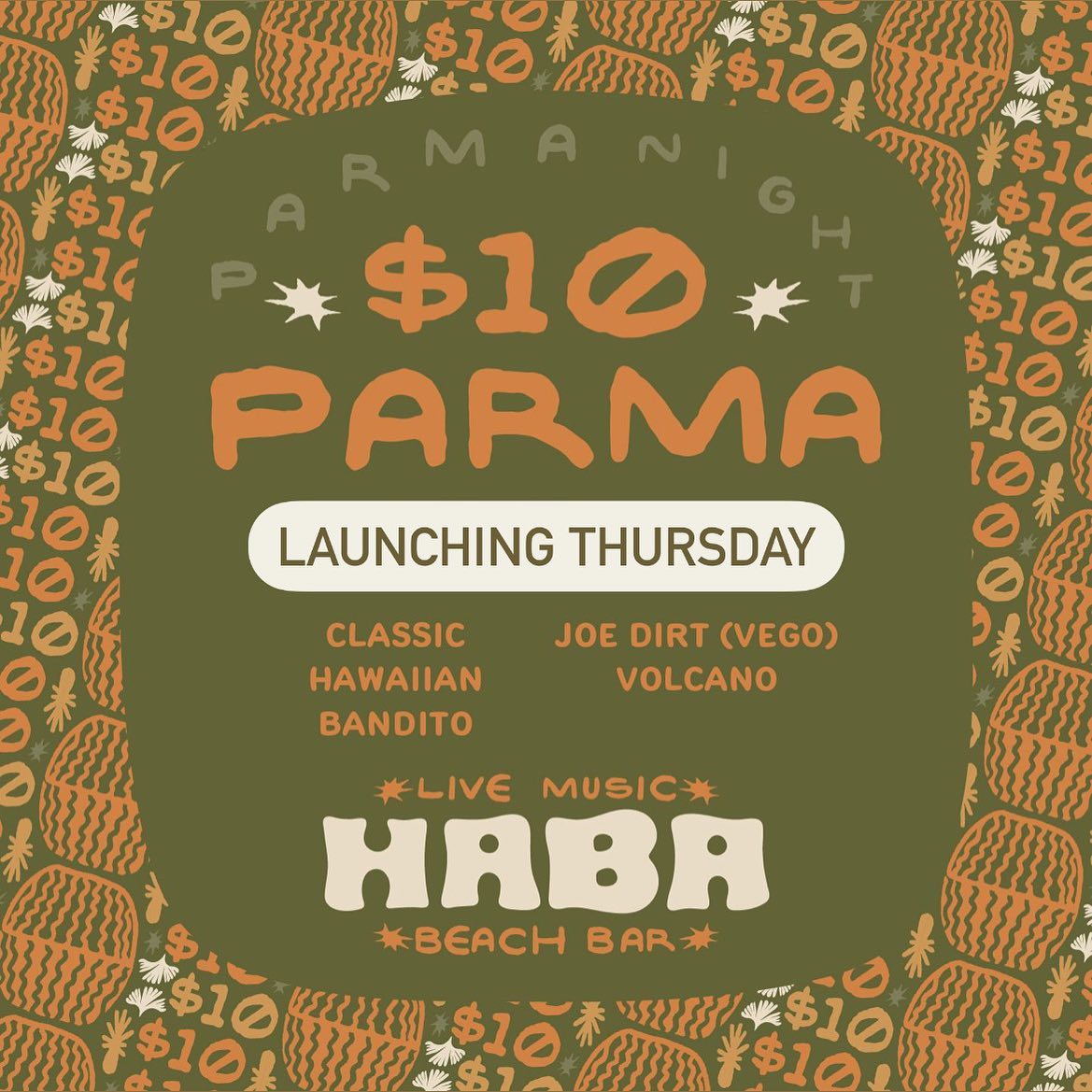 Haba Rye - $10 parma night launching tonight and available every ...
