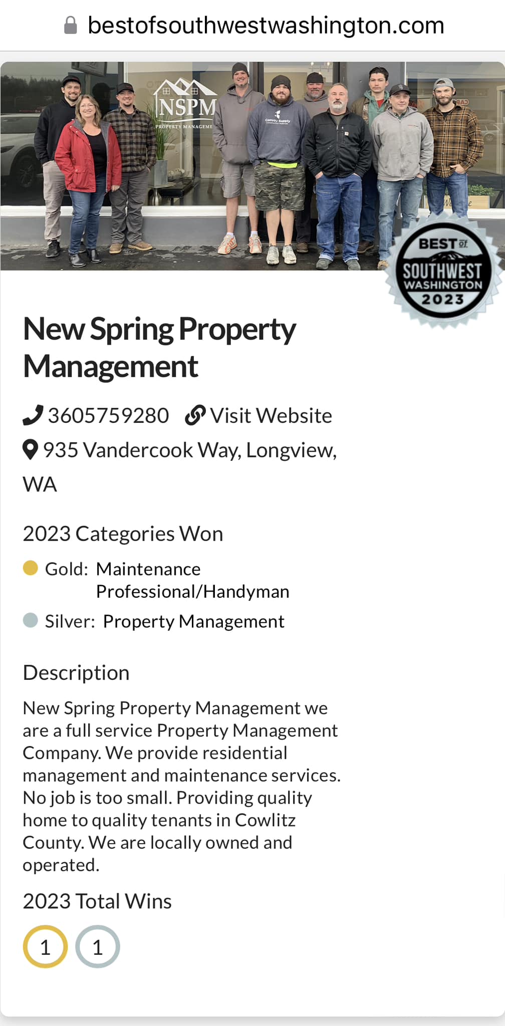 Congratulations to our... - New Spring Property Managment