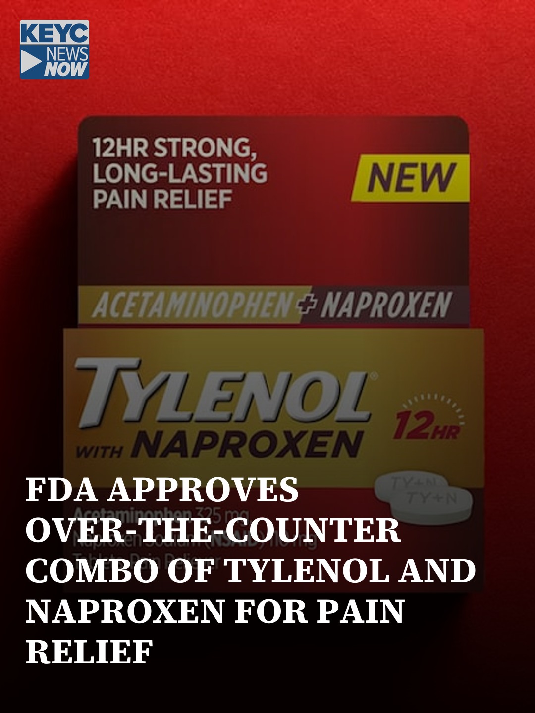Health News: The FDA approved the first OTC tablet combining acetaminophen (Tylenol) and naproxen sodium for temporary relief of aches and pains, offering up to 12 hours per dose. Story link in