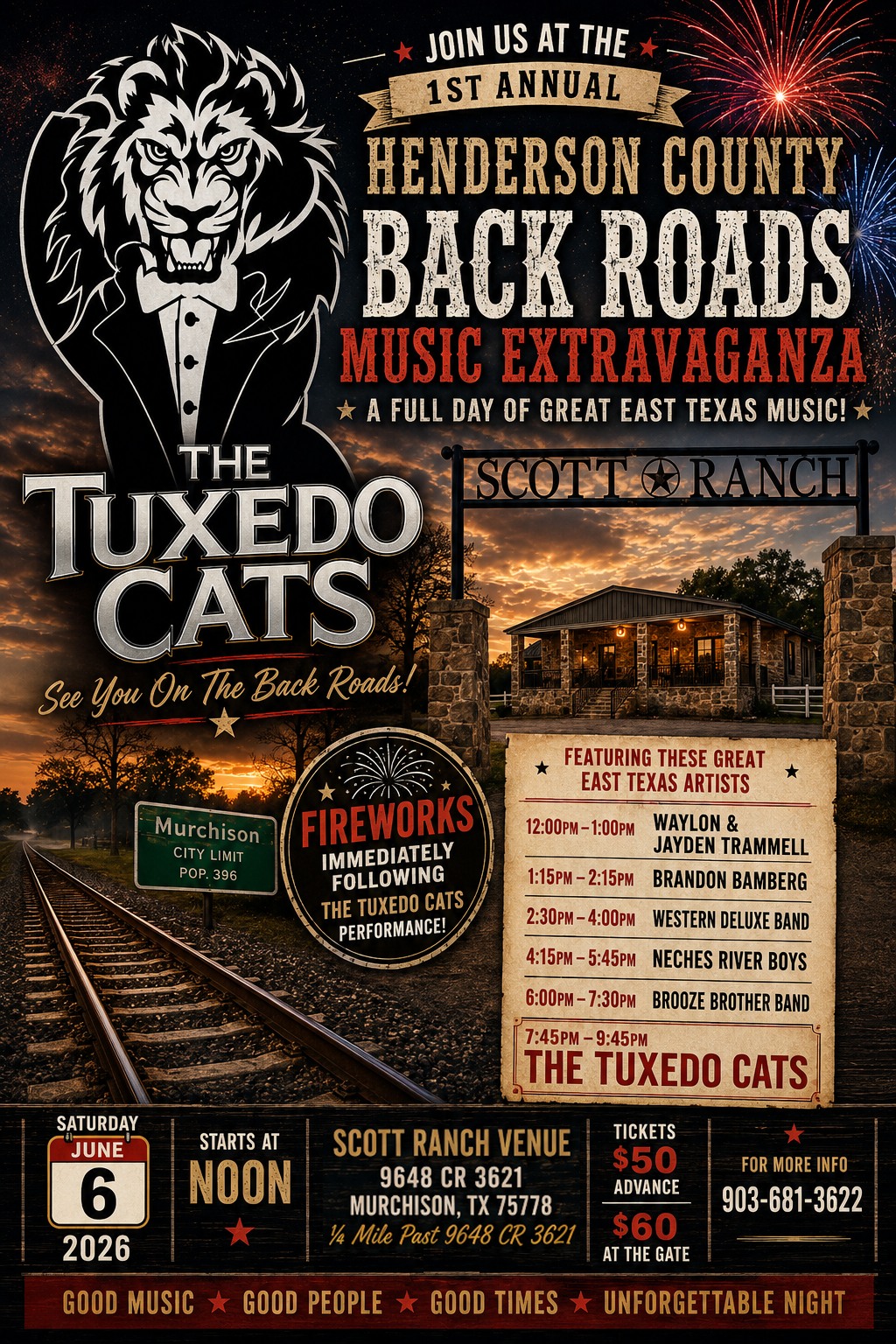 Backroads Music Extravaganza in Murchison, Texas on June 6th