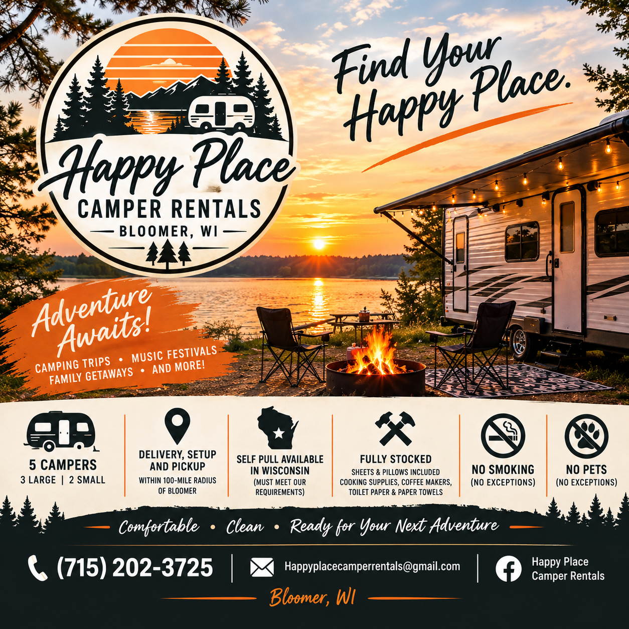 Happy Place Camper Rentals | Bloomer WI