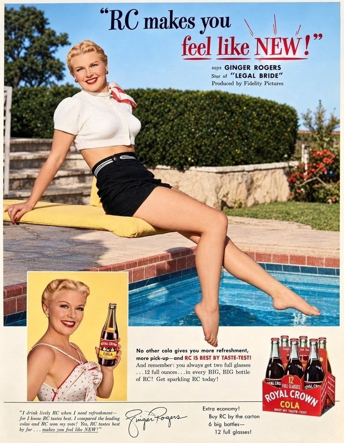 RC Cola • 1950 🥤 “RC makes you feel like NEW!” featuring Ginger