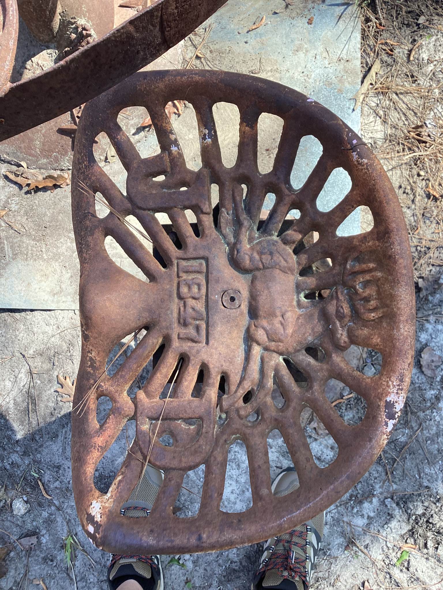 Custom built wagon wheel and auger table with 3 John deer custom made ...