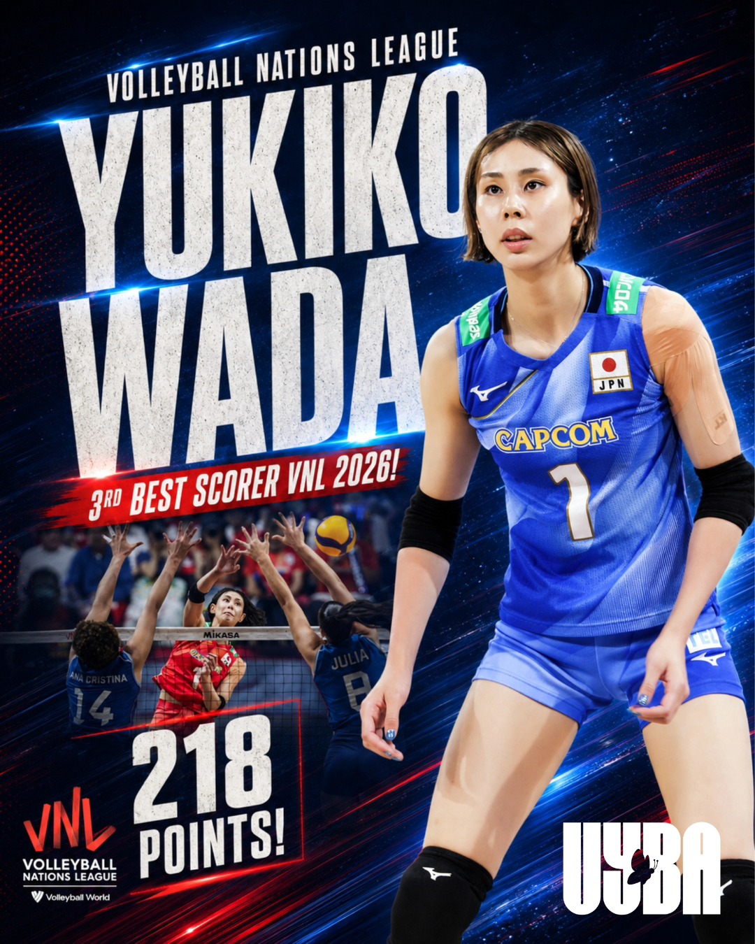 🔥 YUKIKO WADA: 3rd BEST SCORER OF VNL 2026! 🔥 An incredible