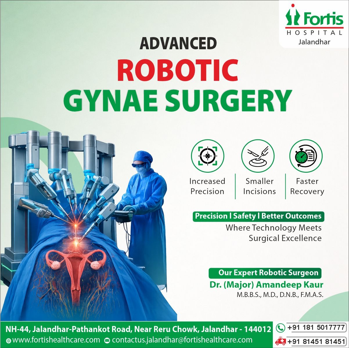 Advanced Robotic Gynae Surgery at Fortis Hospital Jalandhar