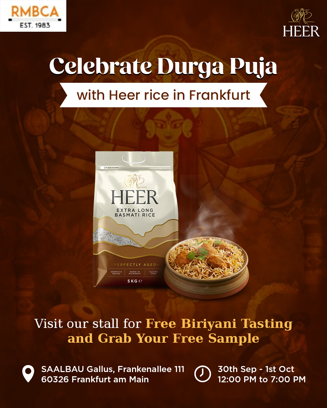 🌸 Celebrate Durga Puja in Frankfurt... - Heer Basmati Rice | Facebook