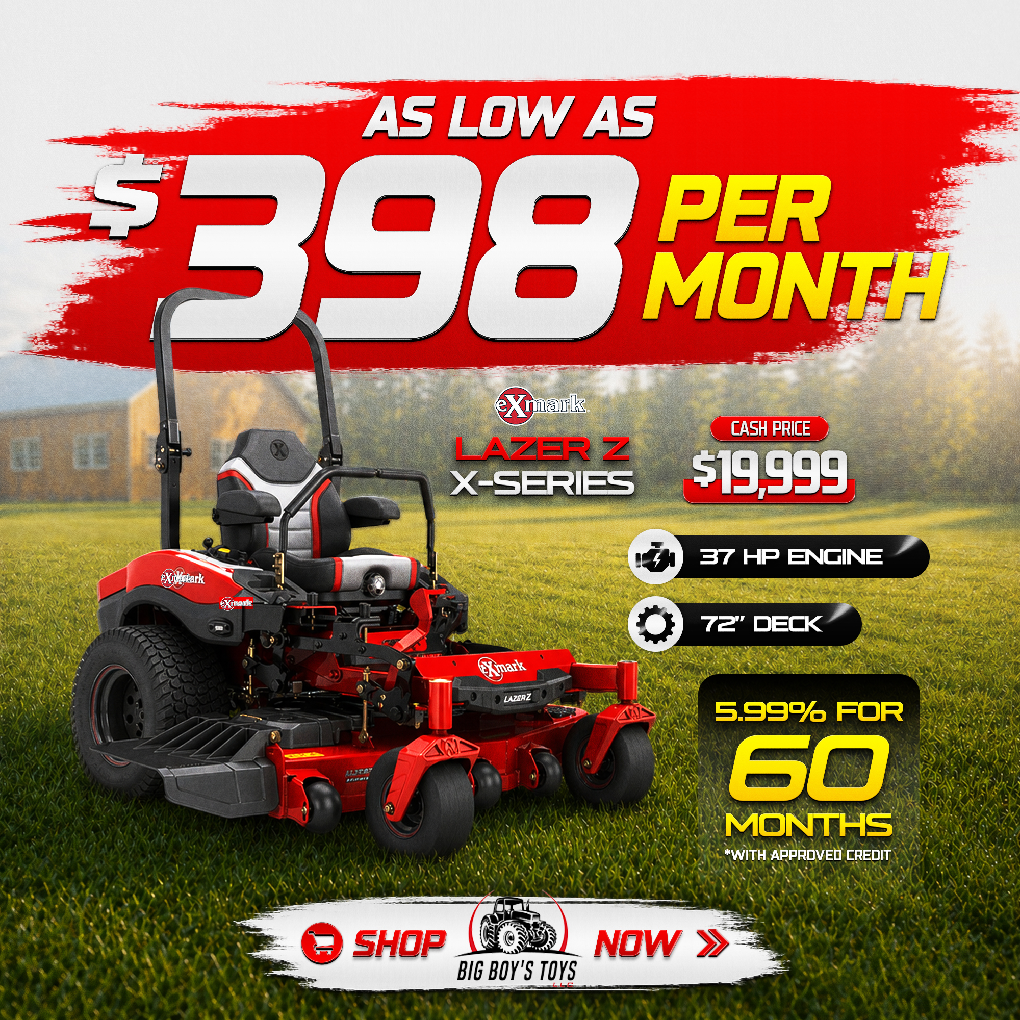 Exmark zero-turn mowers for sale at Big Boy's Toys LLC