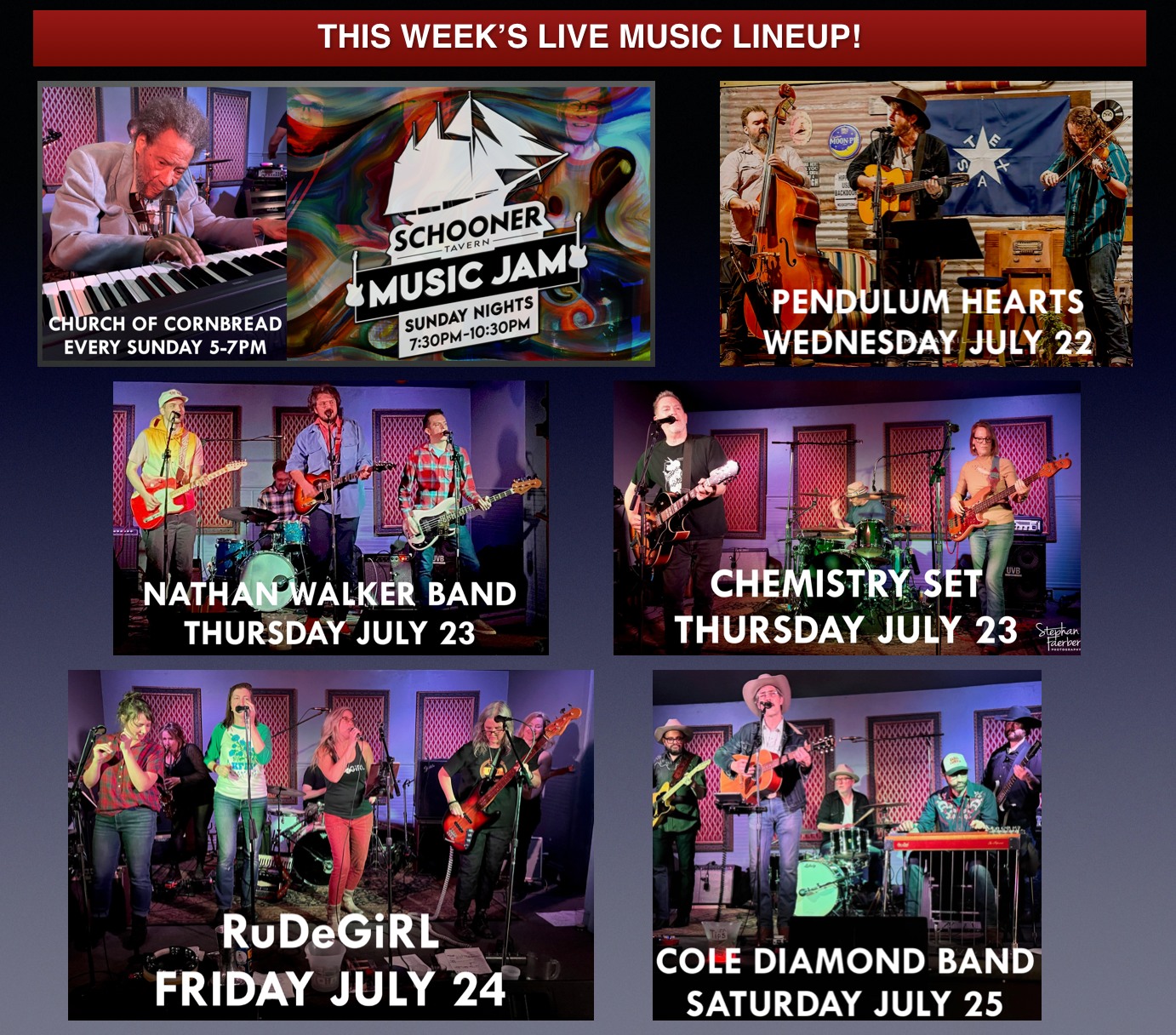 Schooner Tavern's live music lineup this week