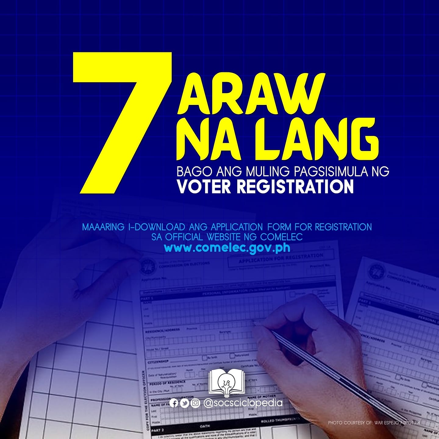 SocSciclopedia - 7 ARAW NA LANG BAGO ANG MULING PAGSISIMULA NG VOTER ...