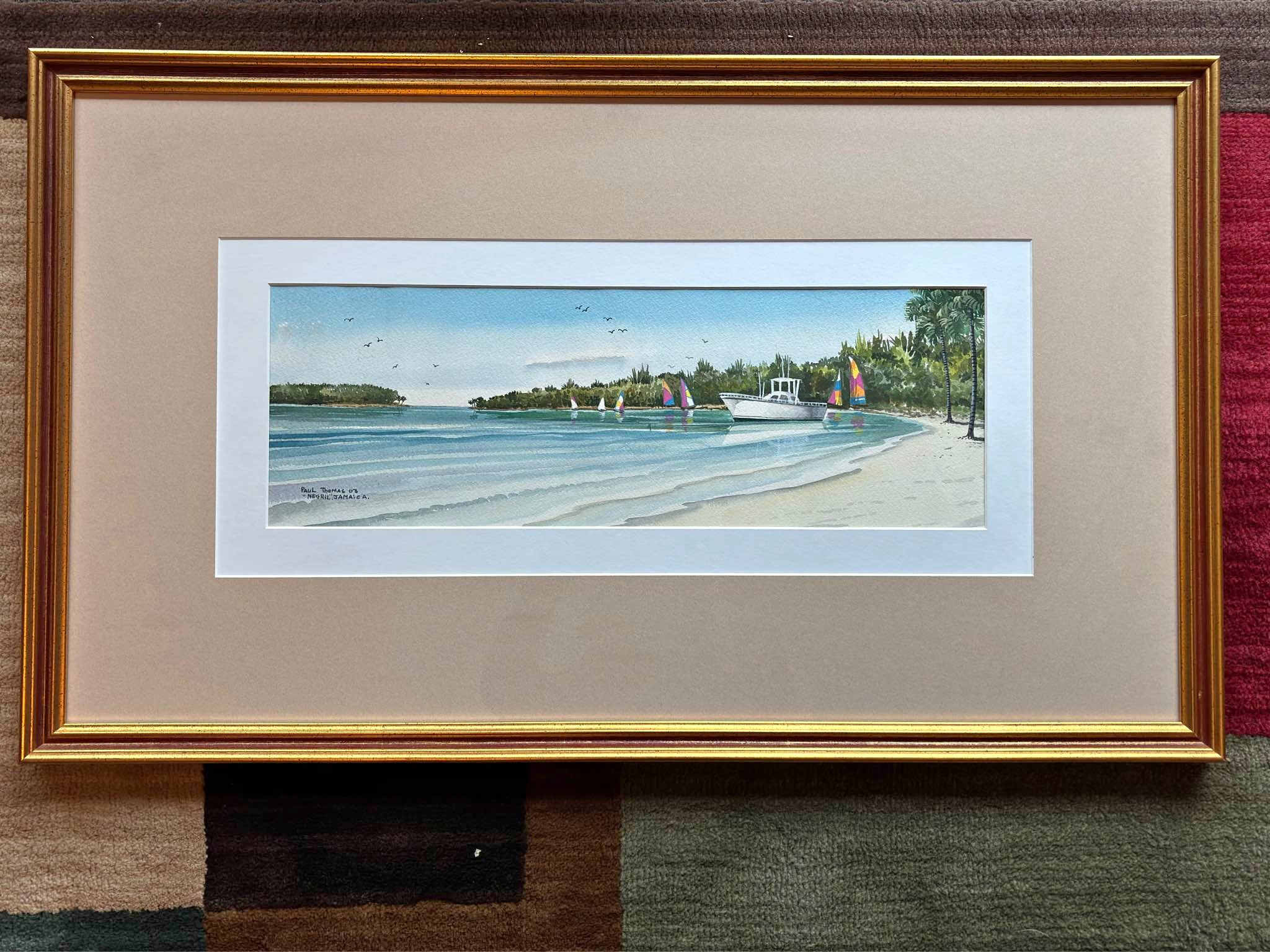 Framed beach watercolor painting - Posters, Prints & Paintings ...