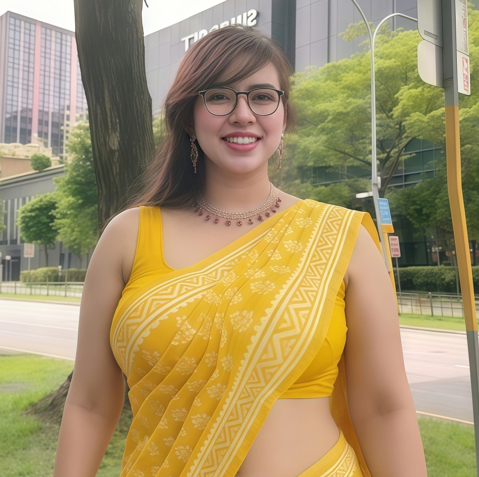 Fall in love with the golden details of this sari. Undeniable elegance ...