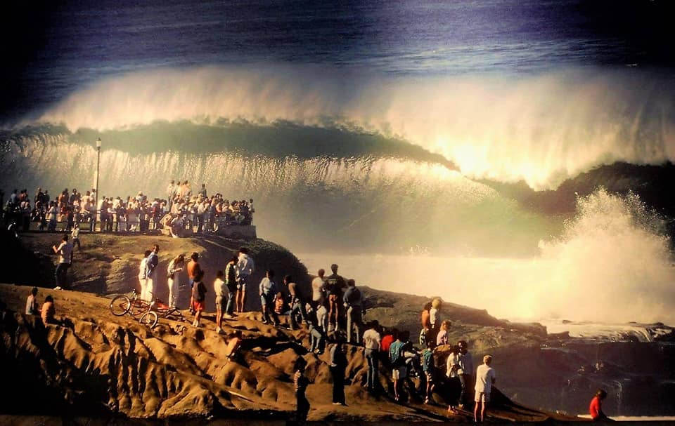 Big day everywhere 1980's. La Jolla Cove?, Swamis and Windansea.