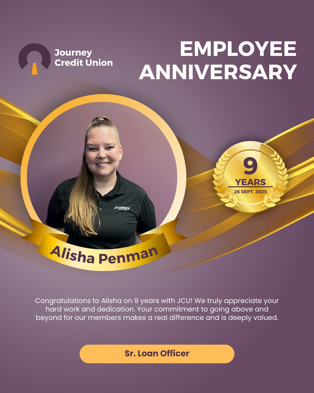 Congratulations to Alisha for... - Journey Credit Union | Facebook